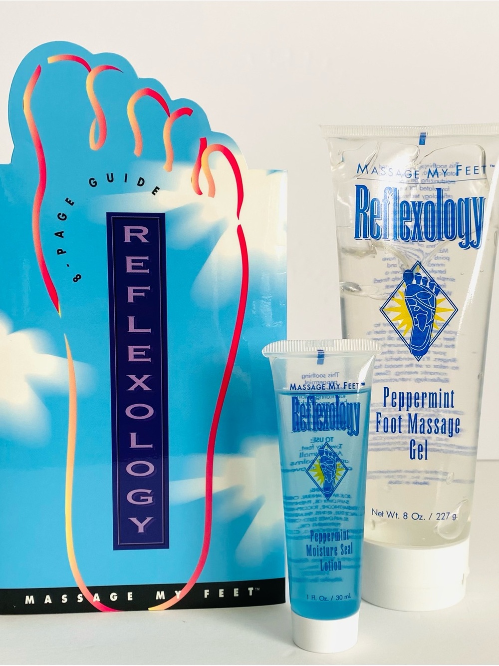 Reflexology Massage My Feet Guide, Peppermint Foot Gel, Moisture Seal lotion